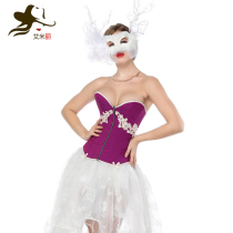 Emily Stage Dress Purple appliquee Pink Bouquet Corset Zipped Tight in the palace Palace Shapewear Collection of the belly