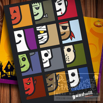 Pumpkin Head Vampire Zombie Ghost Witch Devil Halloween PC postcard