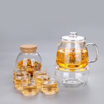 Thickened heat-resistant glass teapot set Fruit tea pot Flower tea cup Tea set Printed transparent filter can be heated