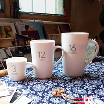 Creative retro literary ceramic water cup mark classic Milk Cup couple simple coffee cup with lid spoon