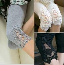 Summer modal lace high waist size 7 leggings thin summer women's shorts cropped pants