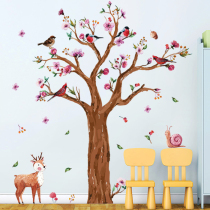 Removable wall sticking tree Lower small deer Childrens room Kindergarten school Plants Background wall stickers Self-adhesive decorations