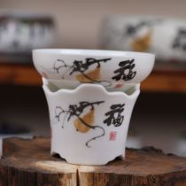 Ceramic filter tea leak set tea filter tea tray tea leak combination celadon kung fu tea set accessories blue and white porcelain