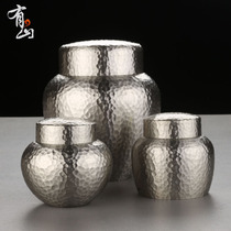 Tin pot tea pot Pure Tin hand sealed pot Malaysia travel tea set Large medium small hammer pattern tea storage tank
