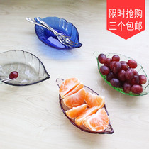 Day Style Dishes Fruit Dessert Salad Bowl of Sauces Sauces Vinegar Dish Snack Saucer Creative Glass Cutlery Leaves