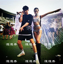 Silver laser set music festival costume bar DS dance team DJ catwalk car model Photo Costume