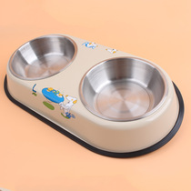 Dog amenities dog bowl gou pen pet bowl stainless steel fang hua wan mao wan mao shi pen gou shi pen double Bowl