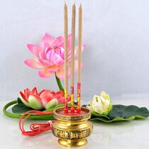 Buddhist supplies copper incense burner for Buddha incense burner Pure Brass 3 inch copper electric incense burner (with incense) Buddha Hall