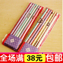 Primary School students school supplies HB round bar wooden cartoon pencil 6 barrel card student hb pencil writing pen