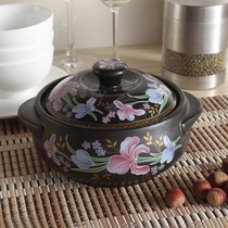 Korean pattern casserole 1L soup pot Mini casserole High temperature color open flame heat-resistant casserole stew pot Ceramic pot