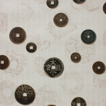 Retro nostalgic Chinese antique copper money copper board wallpaper Room escape theme restaurant personality neoclassical wallpaper