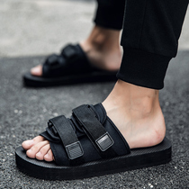 Slippers mens tide word drag summer mens cool drag non-slip soft bottom wear-resistant outer wear beach shoes fashion couple slippers