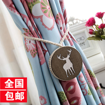 Nordic pastoral cotton thread handmade solid wood carving curtain buckle strap magnet elk light luxury accessories a pair of decorations