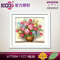 KS cross stitch authorized bedroom dining room hanging painting simple European roses Y61812 pink Roses