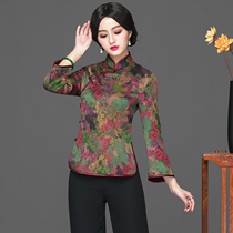 Chinese classic daily elegant mothers short top womens 2021 spring new Chinese retro cheongsam Tang dress