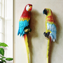 European-style pastoral creative three-dimensional big parrot wall decoration Wall decoration hanging decoration Home living room wall decoration pendant