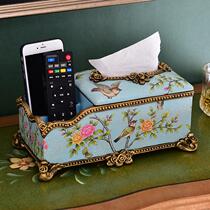 European American multifunctional tissue box napkin box napkin box drawing paper box luxury living room remote control storage box ornaments