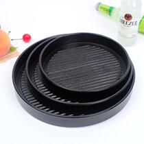 Double sword ABS plastic black round tray barbecue restaurant hot pot restaurant with meat tray anti-skid plate