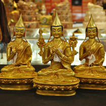 Nepal copper full gilt Master Tsongkhapa Buddha Statue handmade copper gilt Master Tsongkhapa three teachers and disciples