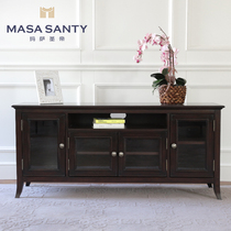 American Countryside Deep Brown High TV Cabinet Glass Door Bedroom Solid Wood Lockers Light Lavish Chinese Restaurant Dining Side Cabinet