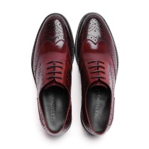 European version mens large-capped shoes Oxford Bullock carved wear-resistant thick-bottomed round head red color-blocking rough labor insurance foreign trade