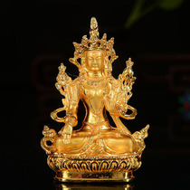 Tibetan Buddhist supplies Tibetan gold-plated tantric Buddhism portable small Buddha statues car ornaments white-covered mother height 7cm