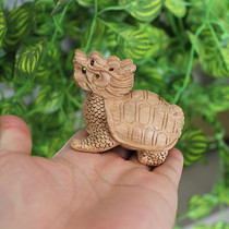 Peach wooden dragon turtle decoration faucet Turtle Feng Shui desk decoration increases popularity of the villain