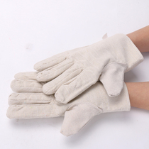 Double-layer labor protection full canvas gloves tear-resistant cotton thickened 24-wire protective equipment wear-resistant welding gloves labor protection