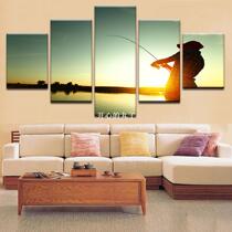 Art Poster HD Wall Modular Fishing Modern Sunset Painting Fr