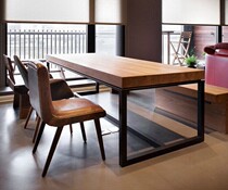 European Wrought iron cafe Home dining table and chair combination Restaurant hotel solid wood leisure table and chair Negotiation table and chair