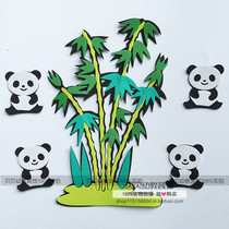 Kindergarten classroom decorations classroom wall stickers foam stickers blackboard newspaper layout bamboo leaves panda combination
