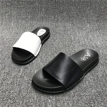 2019 Spring New Code handles real leather female toe skin slippers in soft solid slippers