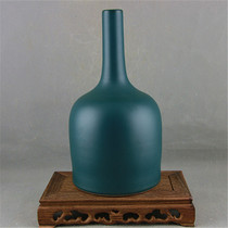  Qing Dynasty Yongzheng peacock green glaze rattle Zun Jingdezhen high-end old antique porcelain retro decoration collection