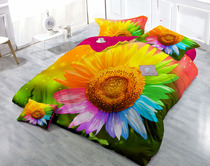  Personalized customization 3D flower sunflower photo cotton four-piece set Focus on quality brushed satin tencel winter