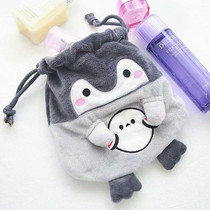 Cute little penguin drawstring bag cloth bag little demon Cork pocket plush small cloth bag travel portable storage bag