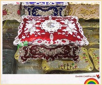 Russian tin jewelry box cosmetic mirror 2-layer jewelry box European boutique girl wedding double diamond ring box