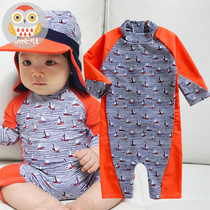 Export British boy swimsuit small children swimsuit suit suit Conjoined Baby Baby Baby Sunscreen surf suit tide