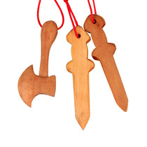 Juyuan Pavilion natural peach wood sword pendant peach wood axe baby necklace small sword small axe wood carving crafts hanging decoration