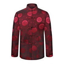 Middle-aged and elderly people Tang suit mens spring and autumn Chinese large size coat ancient costume Chinese clothes thin style ancient jacket grandpa dress