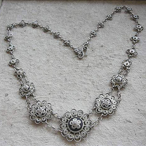 Western antique jewelry antique necklace European antique handmade silver jewelry sterling silver silk necklace 28 1G