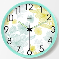 Medin luminous wall clock living room fashion mute fresh creative clock wall clock Green simple quartz clock C717