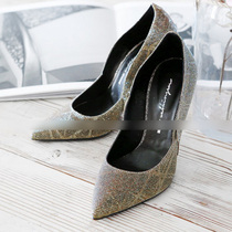 Korea handmade custom sparkling stars light extravagant glossy corrugated curves sexy pointy heels