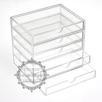 Small 5-layer wine red transparent crystal acrylic jewelry box makeup glove box drawer cabinet drawer storage box
