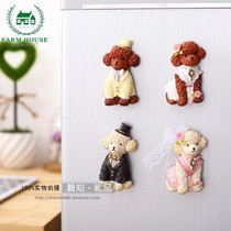 Farm House creative cute wedding poodle refrigerator sticker teddy dog message sticker magnetic patch magnet