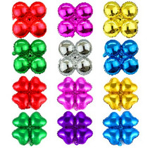 Four-leaf clover four-wheel aluminum film balloon wedding props arch balloon column road guide birthday party kindergarten decoration