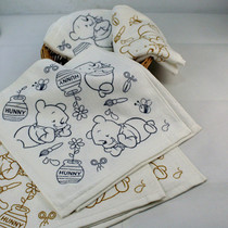 Special price 45g untwisted yarn 35 * 35cm cartoon printing gaping soft and comfortable cotton square towel big square towel