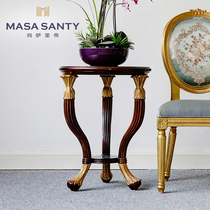 Neoclassical golden carved corner a few solid wood American sofa edge a few bedrooms lace table side table small tea table living room light and luxurious