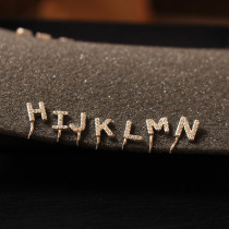 Korean exquisite personality zircon micro-inlaid mini-letter U-shaped earrings earrings earrings earrings earrings earbone earrings female