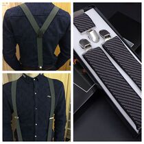 Mens Strap British vintage Canvas Business belt Suit trousers Sling clip Elastic strap