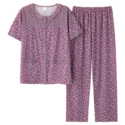 Summer Lady middle-aged mother thin half-sleeved large size pajamas middle-aged k cotton short-sleeved trousers womens home